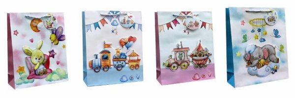 Torebka prezentowa Baby 391A 30x41,5x14cm mix cena za 1 szt