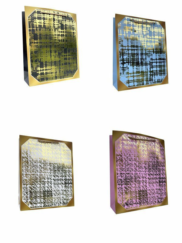 Torebka ozdobna prezentowa 30x41,5x12cm 306A mix kol.ze złotym wykończeniem cena za 1 szt