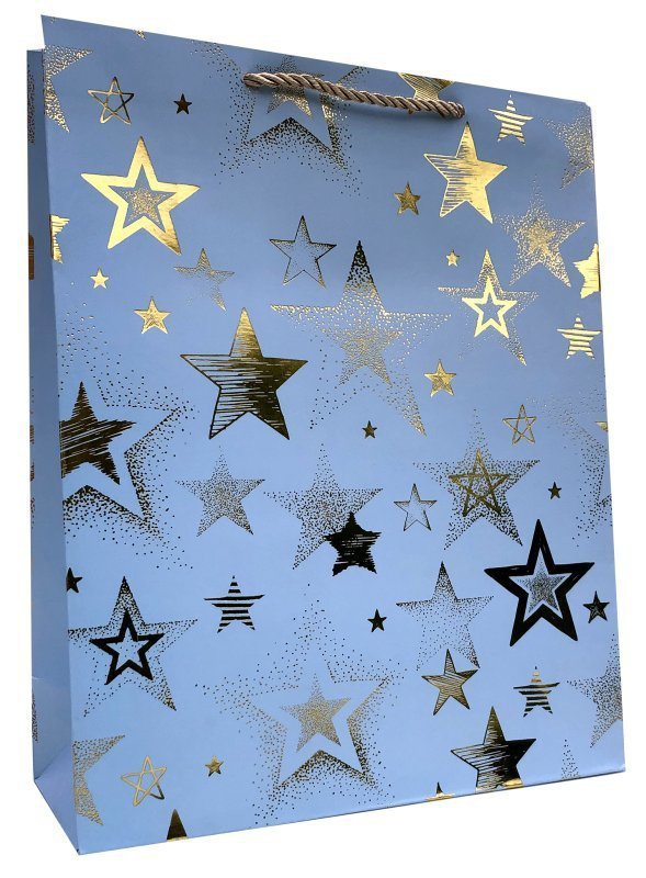 Torebka ozdobna prezentowa uniwersalna mix kol. w złote gwiazdki JP 370A 30x41,5x13cm mix cena za 1 szt