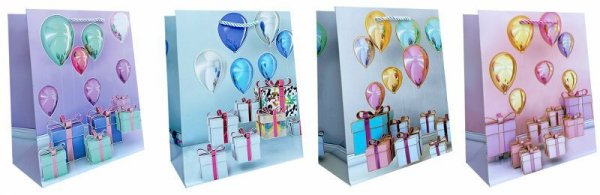 Torebka ozdobna prezentowa Balony, prezenty JP-A937C 18x23x10cm mix cena za 1 szt