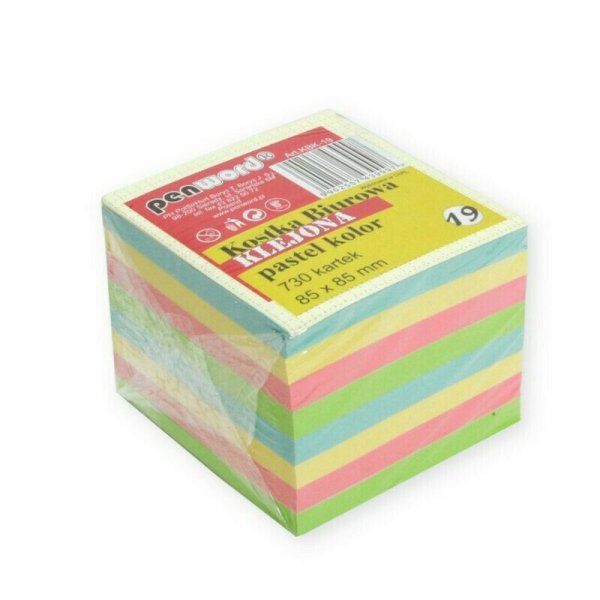 Kostka biurowa klejona 730 kartek 85x85x70mm pastelowe kolory KBK-19