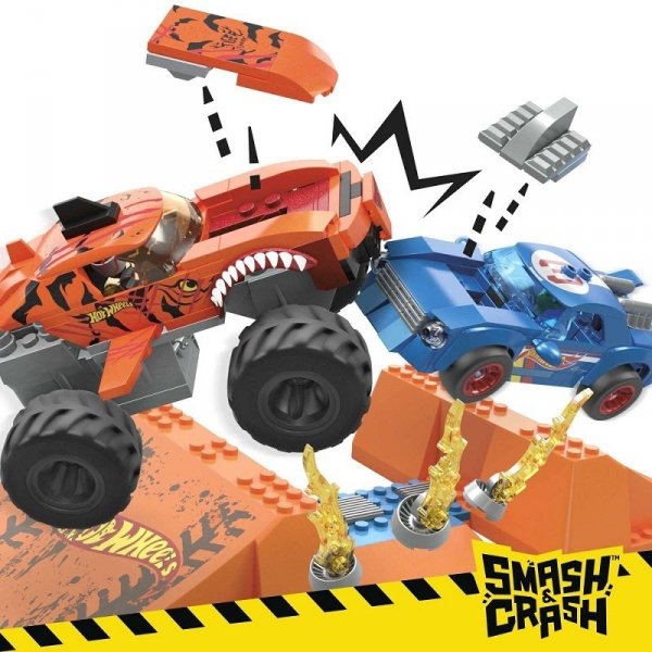 PROMO MEGA BLOKS Hot Wheels MT Tiger Shark Kaskaderski skok Zestaw klocków 245el HKF88 MATTEL