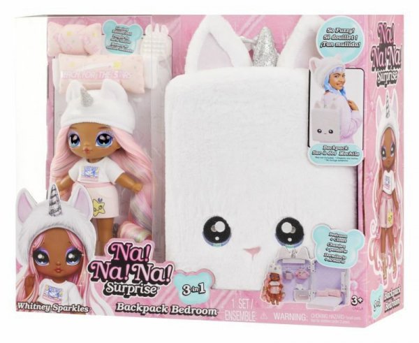 PROMO Na! Na! Na! Surprise 3-in-1 Plecak Sypialnia Unicorn Playset - Lalka Whitney Sparkles 592365
