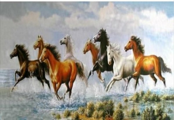 Diamentowa mozaika Galop koni na wybrzeżu 80x40cm 1009034