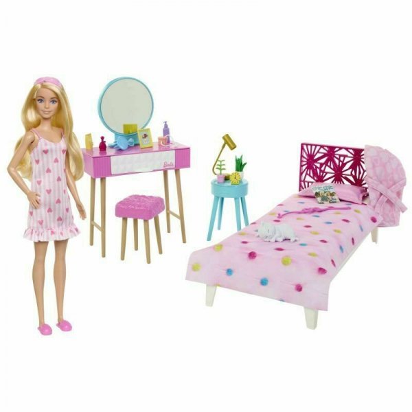 Barbie Sypialnia Barbie Zestaw + lalka HPT55 p2 MATTEL