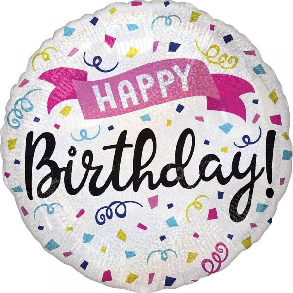 Balon foliowy Standard Holographic Happy Birthday Sparkle Banner S55, zapakowany 3995101