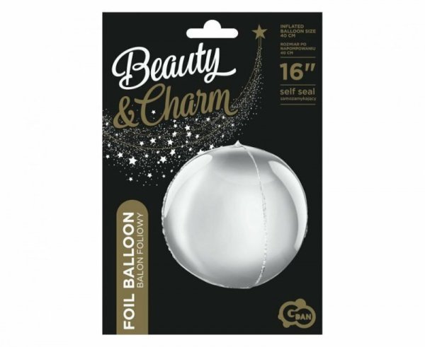 Balon foliowy B&C 16 cali Kula srebrna