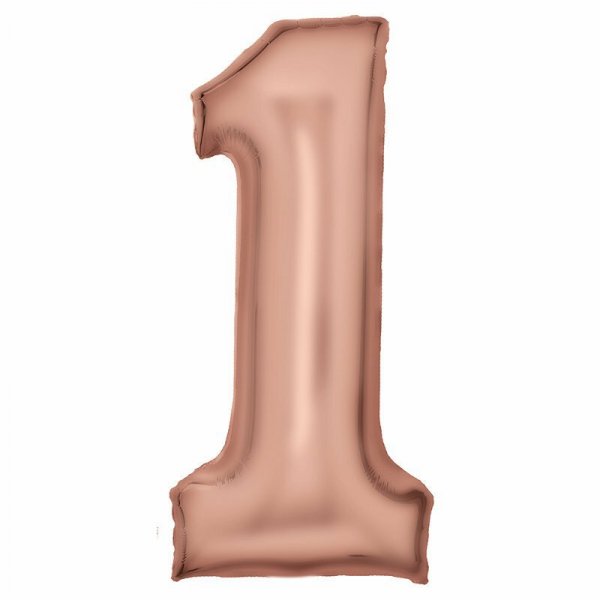 Balon foliowy cyfra 1 satynowy różowe złoto 86cm 9917313