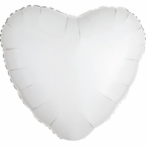 Balon foliowy metalik biały serce 43cm luzem 9914090-92