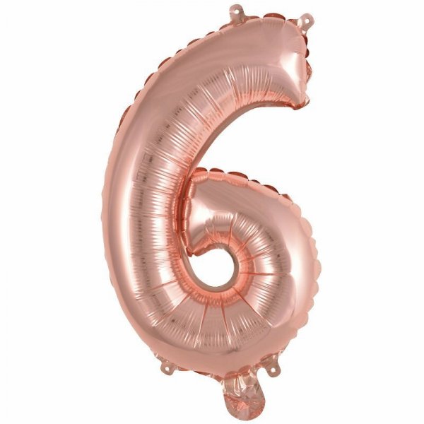 Balon foliowy mini cyfra 6 różowe złoto 29x40cm 9909694