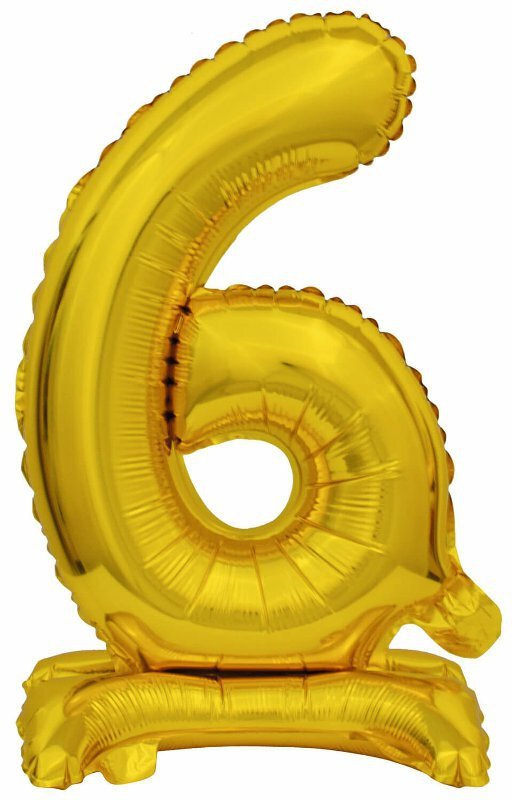Balon foliowy mini cyfra 6 ze stopką złoto 22x40cm 9910074