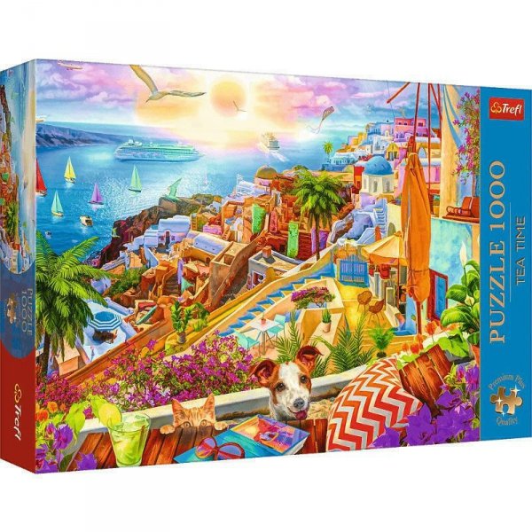 Puzzle 1000el Premium Plus - Tea Time: Z wizytą na Santorini 10842 Trefl