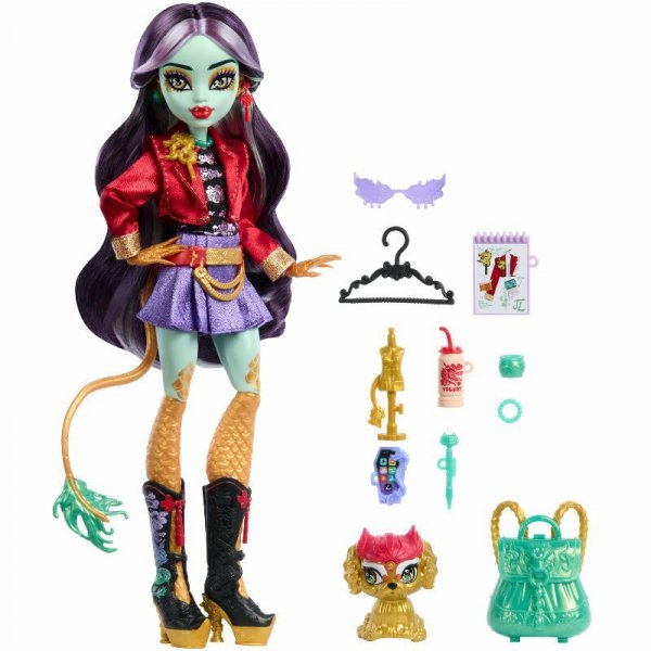Monster High Lalka Jinafire Long + zwierzątko i akcesoria HYV58 MATTEL