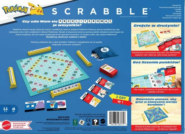 Scrabble Pokemon gra 2w1 wersja polska HXT29 MATTEL