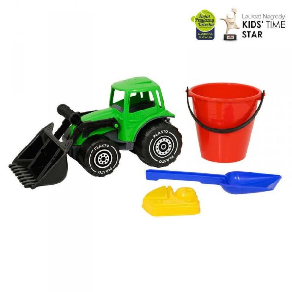 PLASTO Traktor z ładowaczem 32cm z akcesoriami do piasku PLA1514