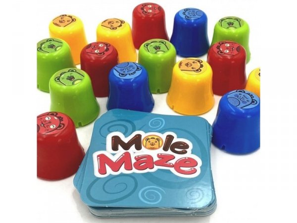 Edukacyjna Gra Logiczna &quot;MOLE MAZE&quot; 2w1 SZYBKIE KUBECZKI, Kółko Krzyżyk, Karty