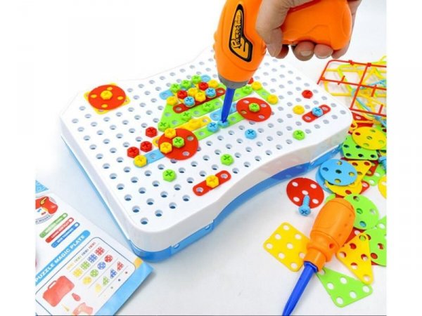 Edukacyjna Układanka,Puzzle,Klocki Kreatywna Mozaika, Wkrętarka 151 El Zestaw Konstrukcyjny - DK