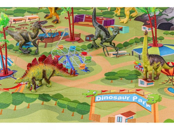Zestaw Figurek Dinozaurów w kuferku + mata, Dinozaury 9 sztuk