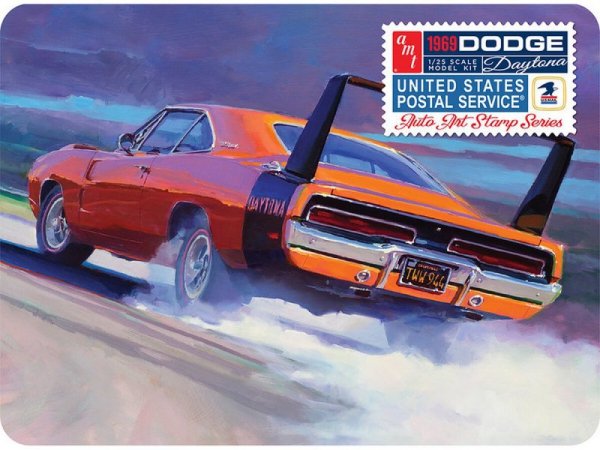 Model Plastikowy - Samochód 1:25 1969 Dodge Charger Daytona (USPS Stamp Series Collector Tin) - AMT