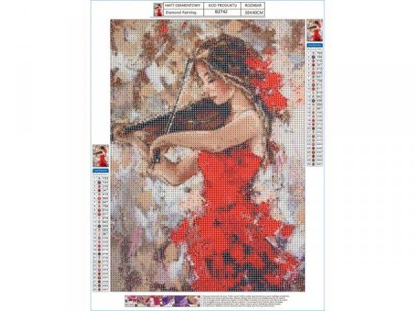 Haft Diamentowy, Obraz, Mozaika Diamentowa Diamond Painting, GRA NA SKRZYPCACH 30x40cm - DK