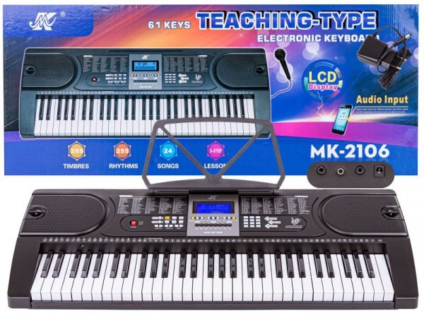 Keyboard Organy 61 Klawiszy Zasilacz Mikrofon MK-2106 Przecena 1 - Meike