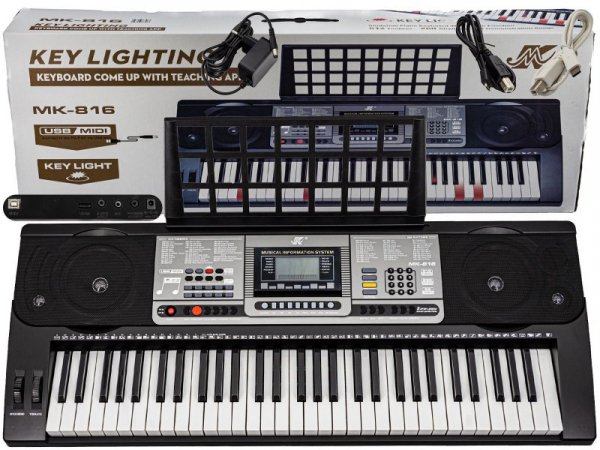 Keyboard Organy 61 Klawiszy Zasilacz MK-816 Z Funkcją Nauki Gry Przecena 11 - Meike