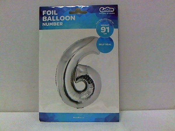 GODAN Balon foliowy B_C Cyfra6 sreb.92cm FG-S85S6 40363