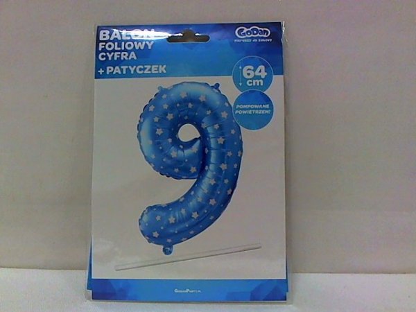 GODAN Balon foliowy Cyfra9 nieb+gwiaz61cm HS-C26N9 06206