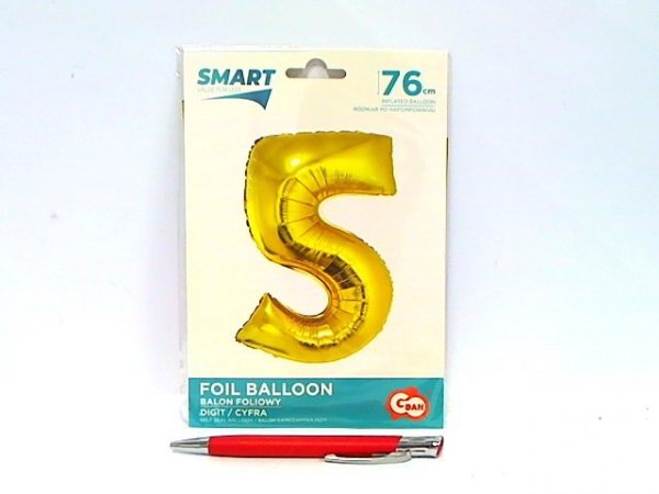 GODAN Balon foliowy Smart Cyfra5 złota76cm CH-SZL5 45519