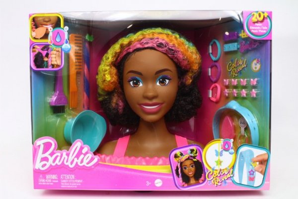 MATTEL Barbie głowa do stylizacji neonowa kręcone HMD79