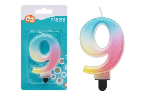 GODAN Świeczka Cyferka 9 ombre pastel 8cm SF-OPA9 74946