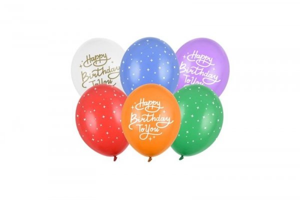 PARTYDECO Balony 30cm HappyBirthday To Youmix A6 99200
