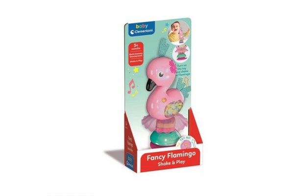 CLEMENTONI - ZABAWKI CLE BABY grzechotka muzyczna Modny flaming 17572
