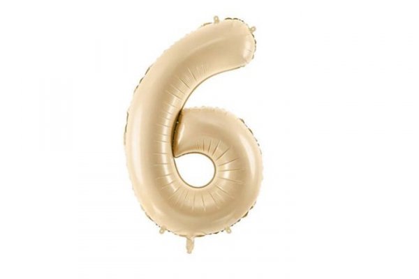PARTYDECO Balon fol.Cyfra 6 72cm beż 35188