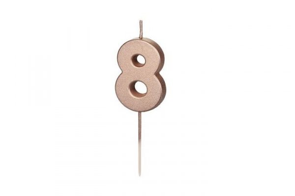 PARTYDECO Świeczka urodz.Cyferka 8 róż.złoto 4,5cm 36741