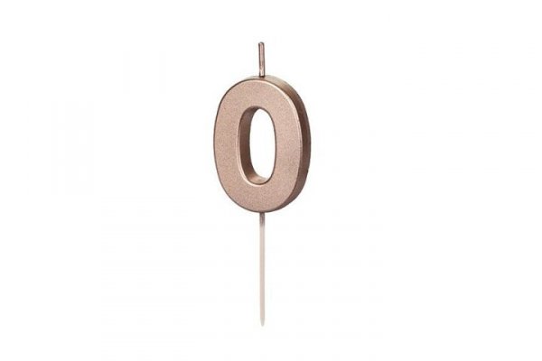 PARTYDECO Świeczka urodz.Cyferka 0 róż.złoto 4,5cm 36420