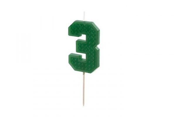 PARTYDECO Świeczka urodz.Cyferka 3 6cm ziel. 31319