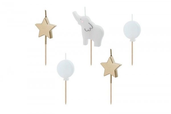 PARTYDECO Świeczki urodz.Słonik 3-5cm mix A5 30701