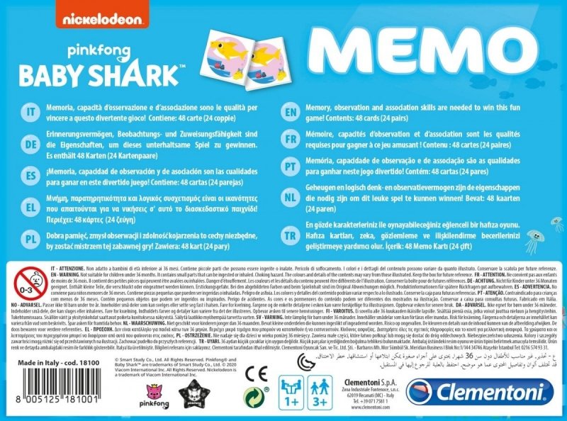 CLEMENTONI GRA MEMO BABY SHARK 3+