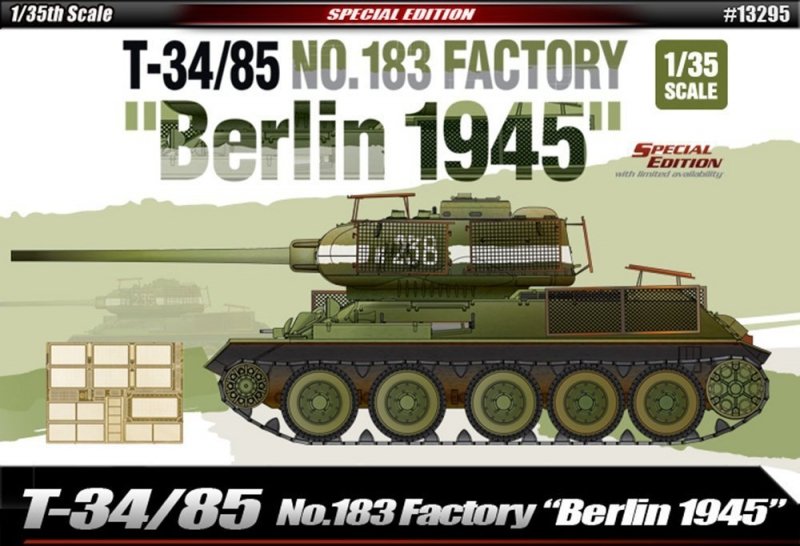 ACADEMY T-34/85 NO.183 FACTORY BERLIN 1945 13295 SKALA 1:35