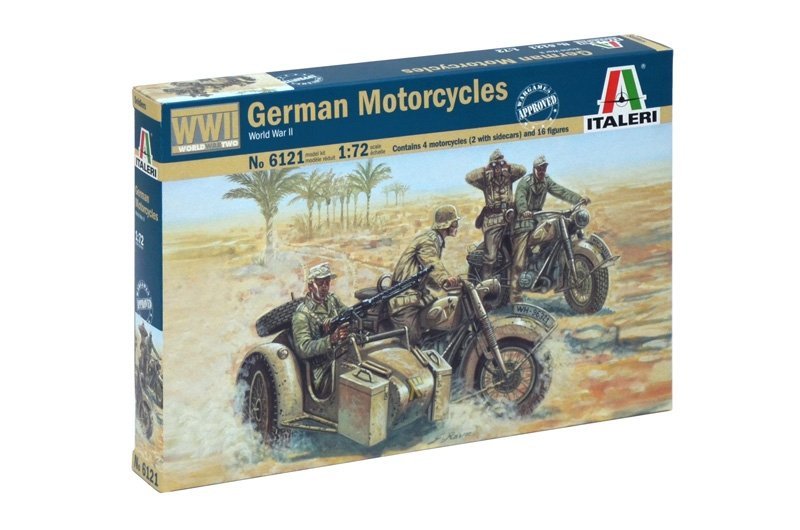ITALERI WWII GERMAN MOTORCYCLES 6121 SKALA 1:72