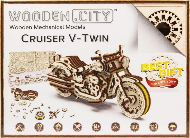 WOODEN CITY PUZZLE 3D MOTOCYKL CRUISER V-TWIN 14+