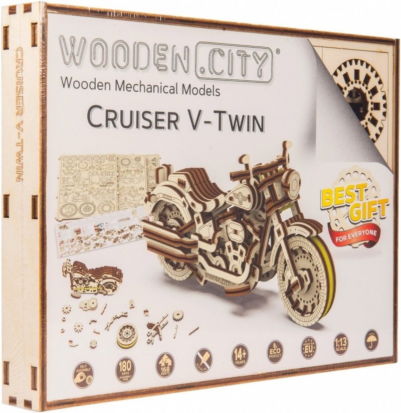 WOODEN CITY PUZZLE 3D MOTOCYKL CRUISER V-TWIN 14+