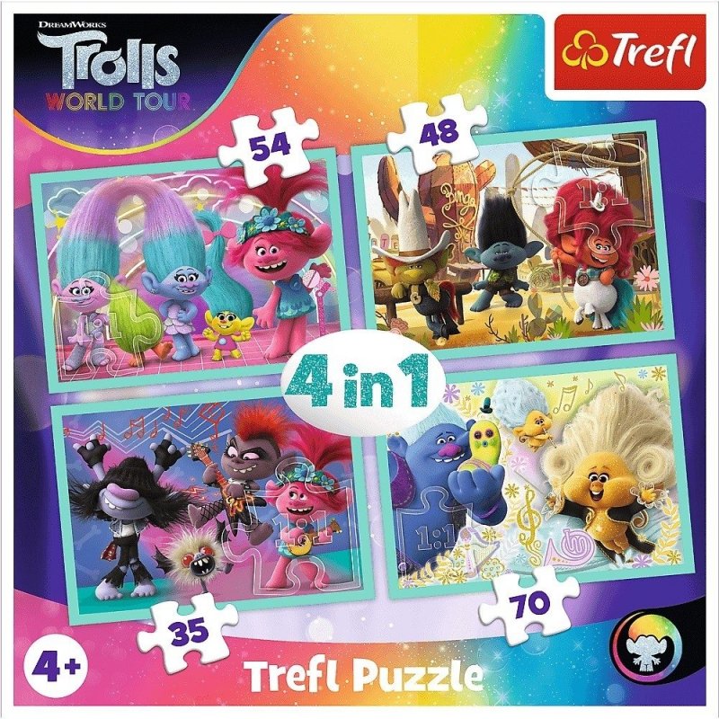 TREFL PUZZLE 4W1 TRASA KONCERTOWA TROLLI 4+