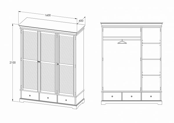 BIAŁA SZAFA HAMPTONS 3D.3SZ