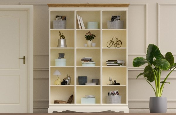 BIAŁA BIBLIOTEKA Z PÓŁKAMI W STYLU PROWNASALSKIM VANIL 