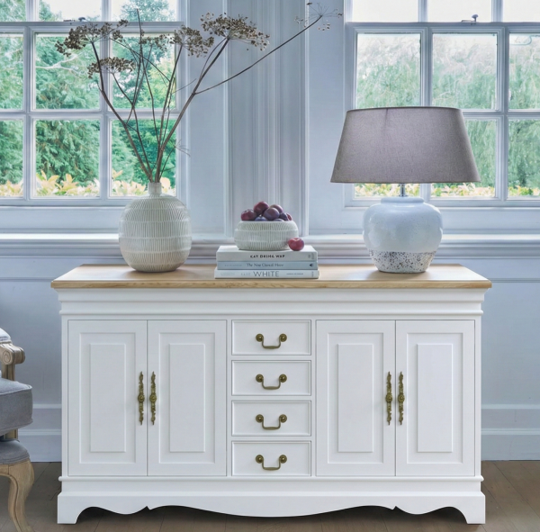 BIAŁA KOMODA W STYLU PROWANSALSKIM VANIL 5SZ.4D 