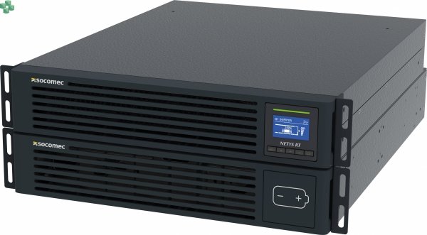 NRT4-050K  Zasilacz UPS SOCOMEC NeTYS RT 5000VA /5000W, 2U+2U, On_line, VFI, 1/1, PF=1, baterie w module, szyny do montażu modułu bat. w szafie w komplecie. Bez szyn do Rack dla modułu mocy.