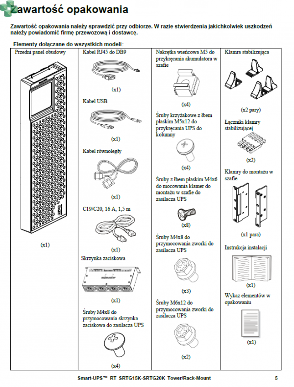 Zasilacz UPS APC Smart-UPS RT 15kVA/15kW, 230V, 480V,  1/1f, 3/1f lub 3/3f (bez szyn do szafy rack).