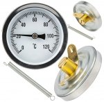 TERMOMETR PRZYLGOWY OPASKOWY 63mm BIMETALICZNY TARCZOWY TARCZA 0-120°C C.O.